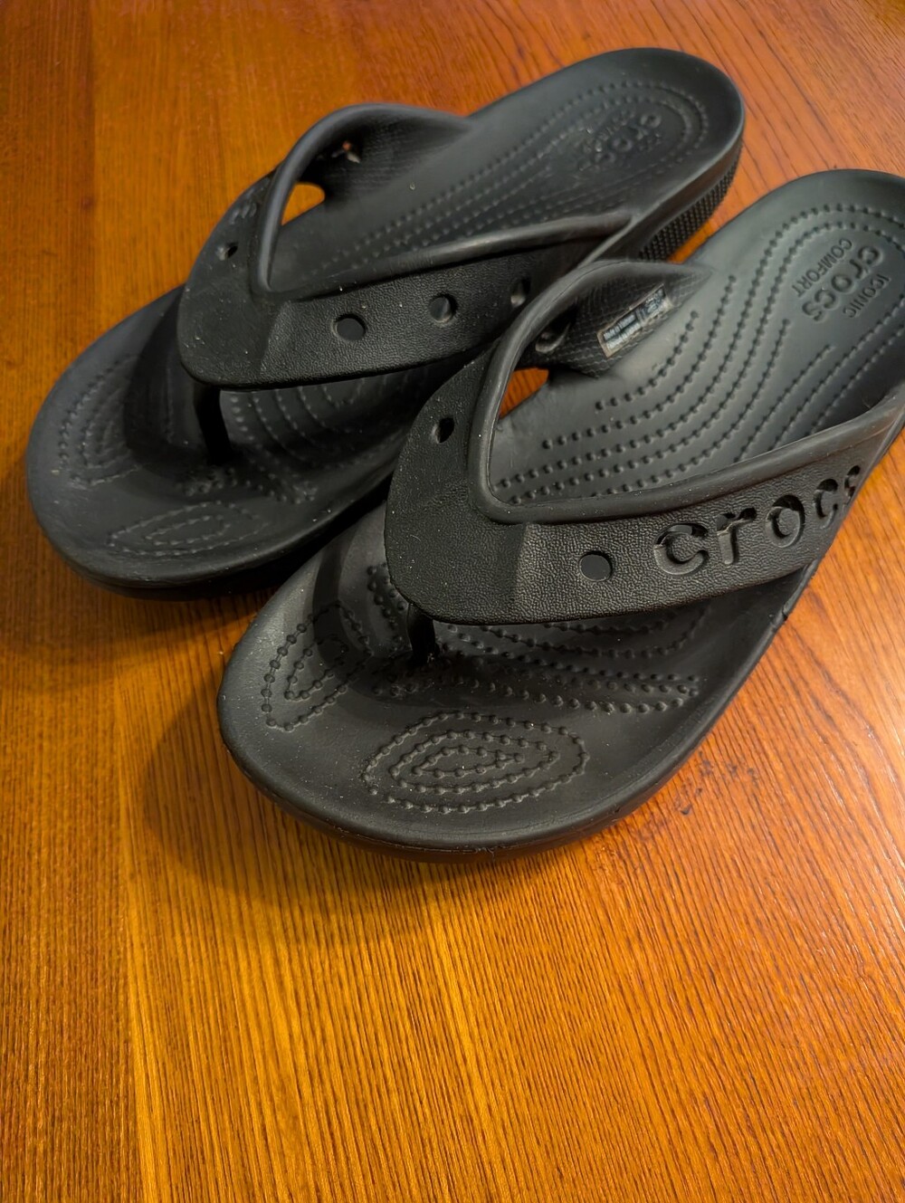 Black Crocs Flip Flops, M6, W8